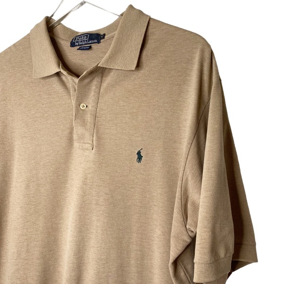 Polo Ralph Lauren Polo Shirt Tan Pony Classic Preppy Golf Country Club Large - Picture 4 of 9
